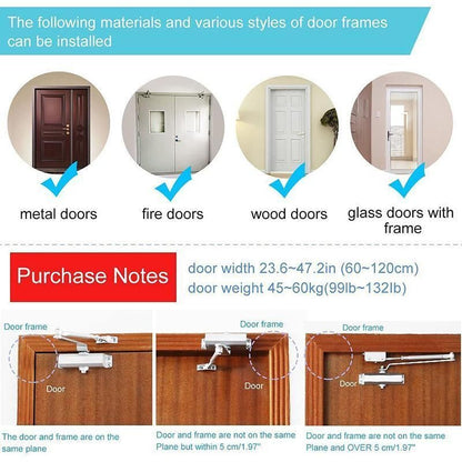 Hydraulic Automatic Door Closer with Adjustable Closing Speed, Soft Close - 1 Pc