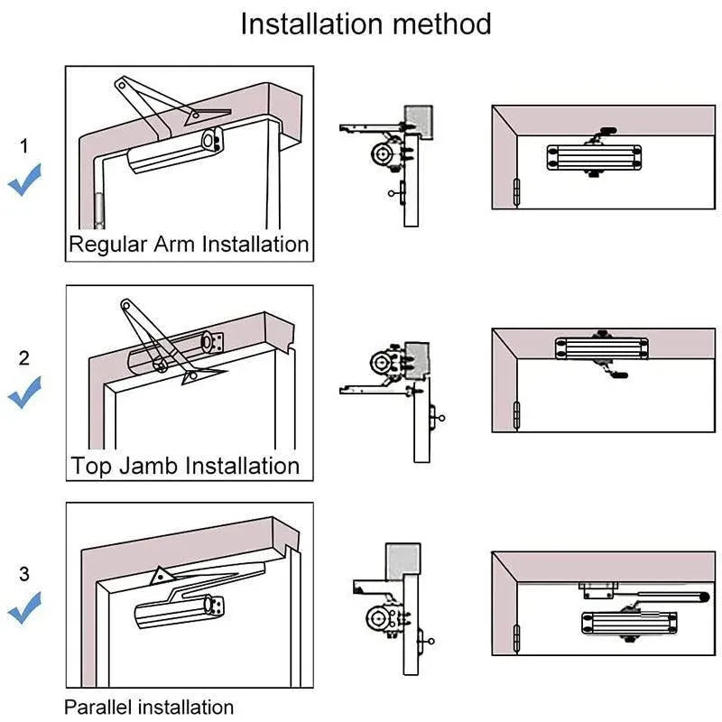 Hydraulic Automatic Door Closer with Adjustable Closing Speed, Soft Close - 1 Pc