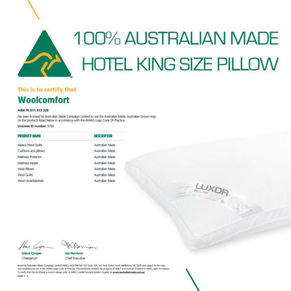 Luxor Australian Made Hotel King Size Pillow with 4cm Wall Twin Pack
