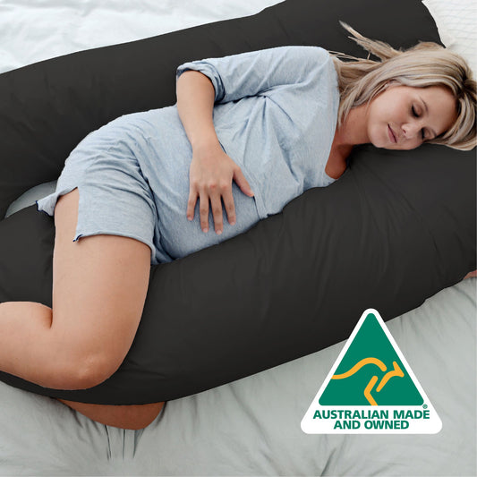 Woolcomfort Aus Made Maternity Pregnancy Nursing Sleeping Body Pillow Pillowcase Included Black