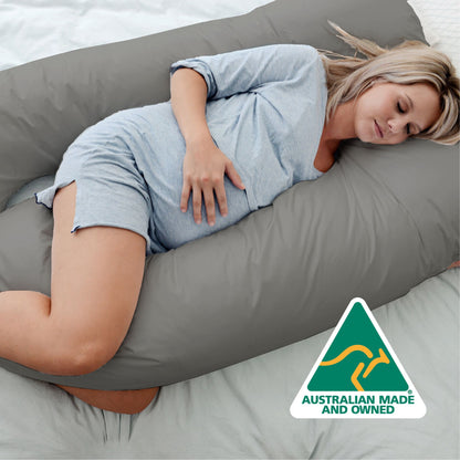 Woolcomfort Aus Made Maternity Pregnancy Nursing Sleeping Body Pillow Pillowcase Included Grey