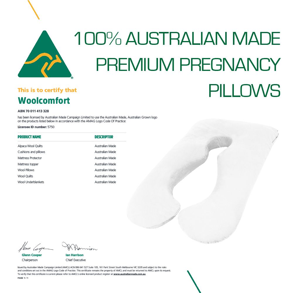 Woolcomfort Aus Made Maternity Pregnancy Nursing Sleeping Body Pillow Pillowcase Included Grey