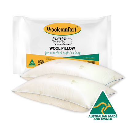 Woolcomfort Aus Made Natural Health Wool Pillow Twin Pack