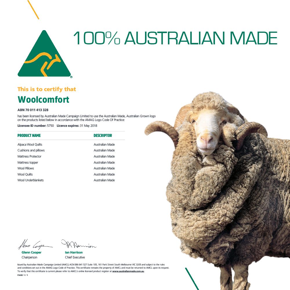 Woolcomfort Aus Made Natural Health Wool Pillow Twin Pack