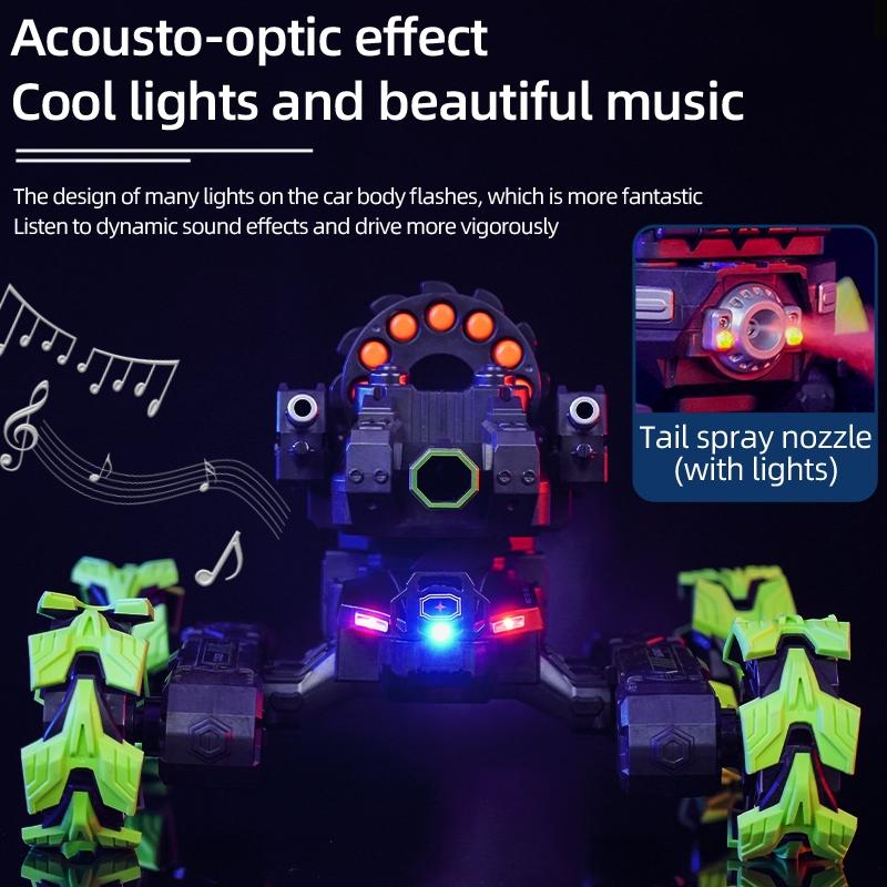 Remote Control Water Bomb Car - Dual Control Four-wheel Battle Blooming Tire Spray - Blue