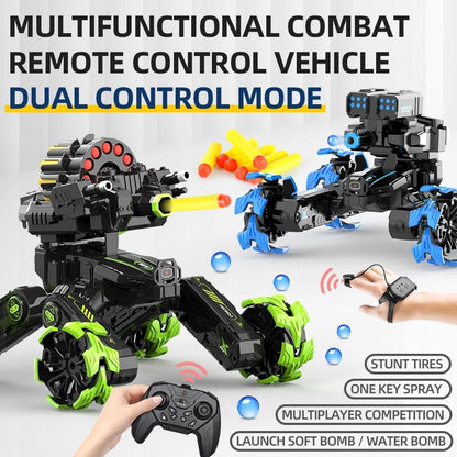 Remote Control Car - Dual Control Soft Bomb - Four-wheel Battle Blooming Tire Spray - Green