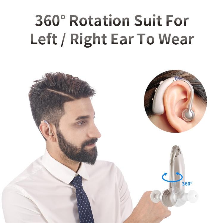 Earhook Hearing Aid With Usb Charging Noise Reduction - Black