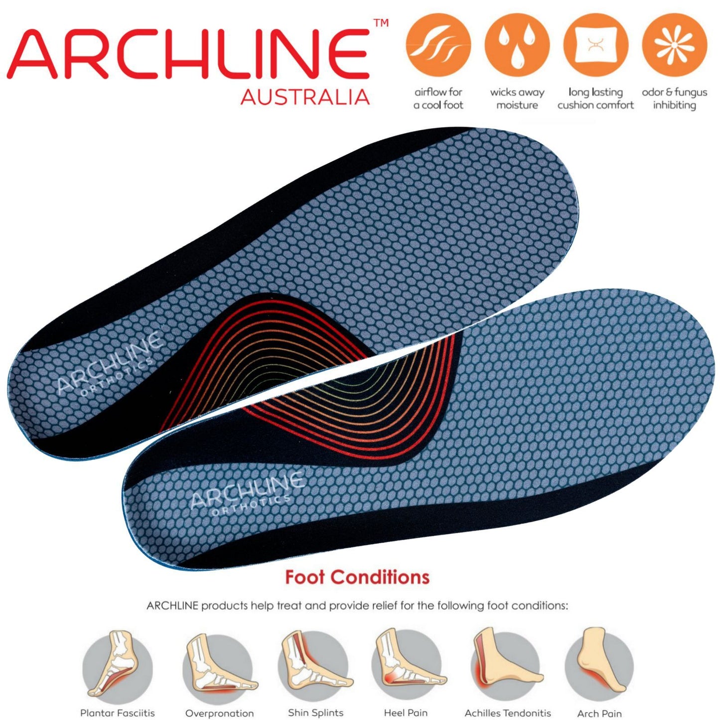 ARCHLINE Orthotics Insoles Balance Full Length Arch Support Pain Relief - EUR 36