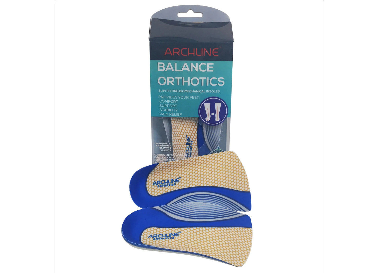 ARCHLINE 3/4 Slim Orthotics Plantar Fasciitis Insoles Balance Support Relief - EUR 44