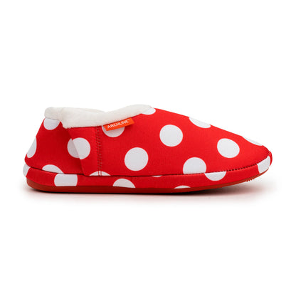 ARCHLINE Orthotic Slippers CLOSED Back Scuffs Moccasins Pain Relief - Red Polka Dots - EUR 42 (Womens 11 US)