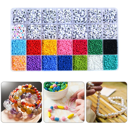 28 Grids 3mm 4500pcs Acrylic Seed Beads Craft Kit with A-Z Letter Beads For Jewellery Making