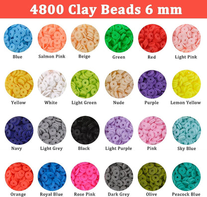 6000pcs Polymer Clay Beads Set 24 Colors Clay Round Disc Spacer Heishi Beads Jewelry Making Kit