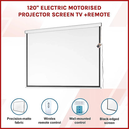 120" Electric Motorised Projector Screen TV +Remote
