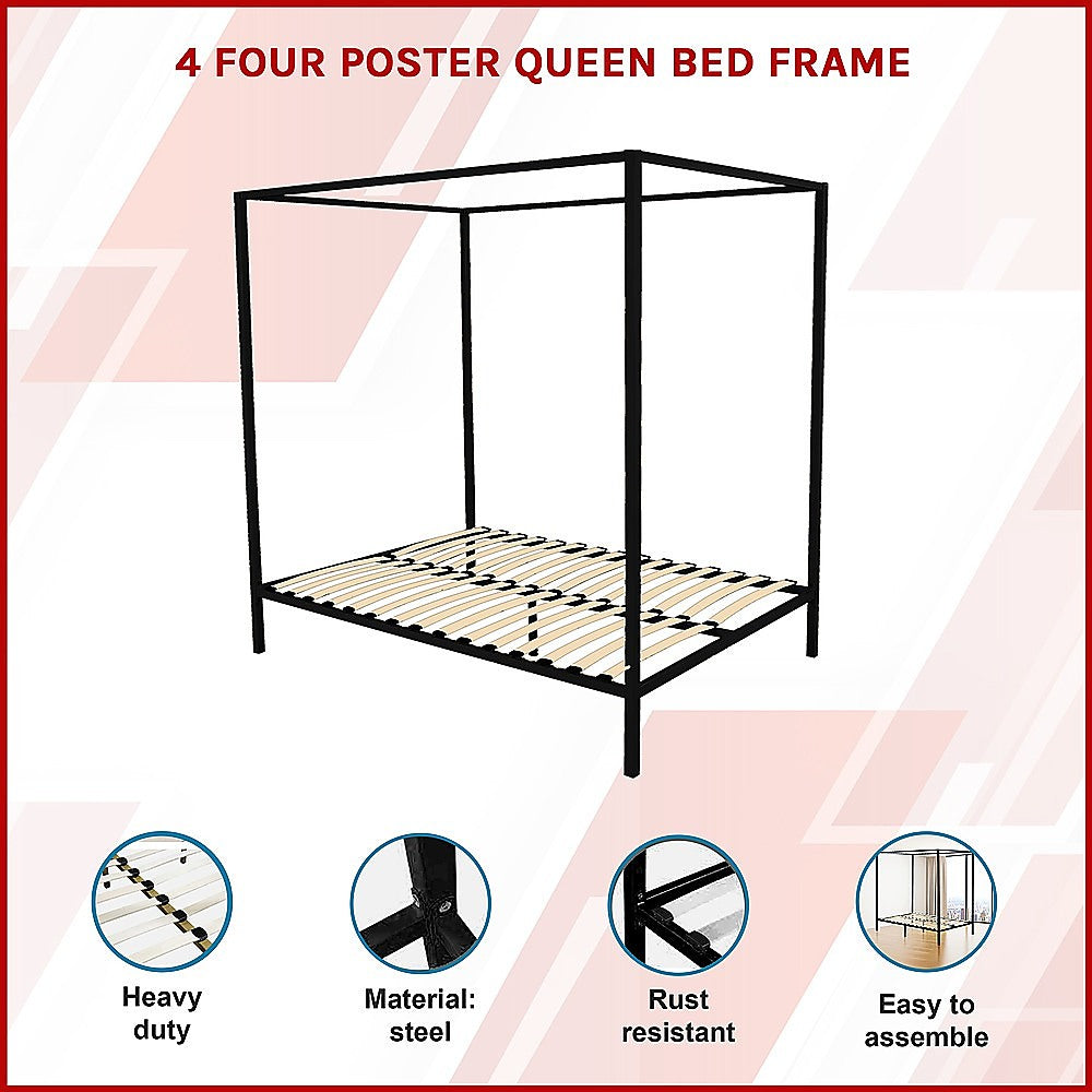 4 Four Poster Queen Bed Frame