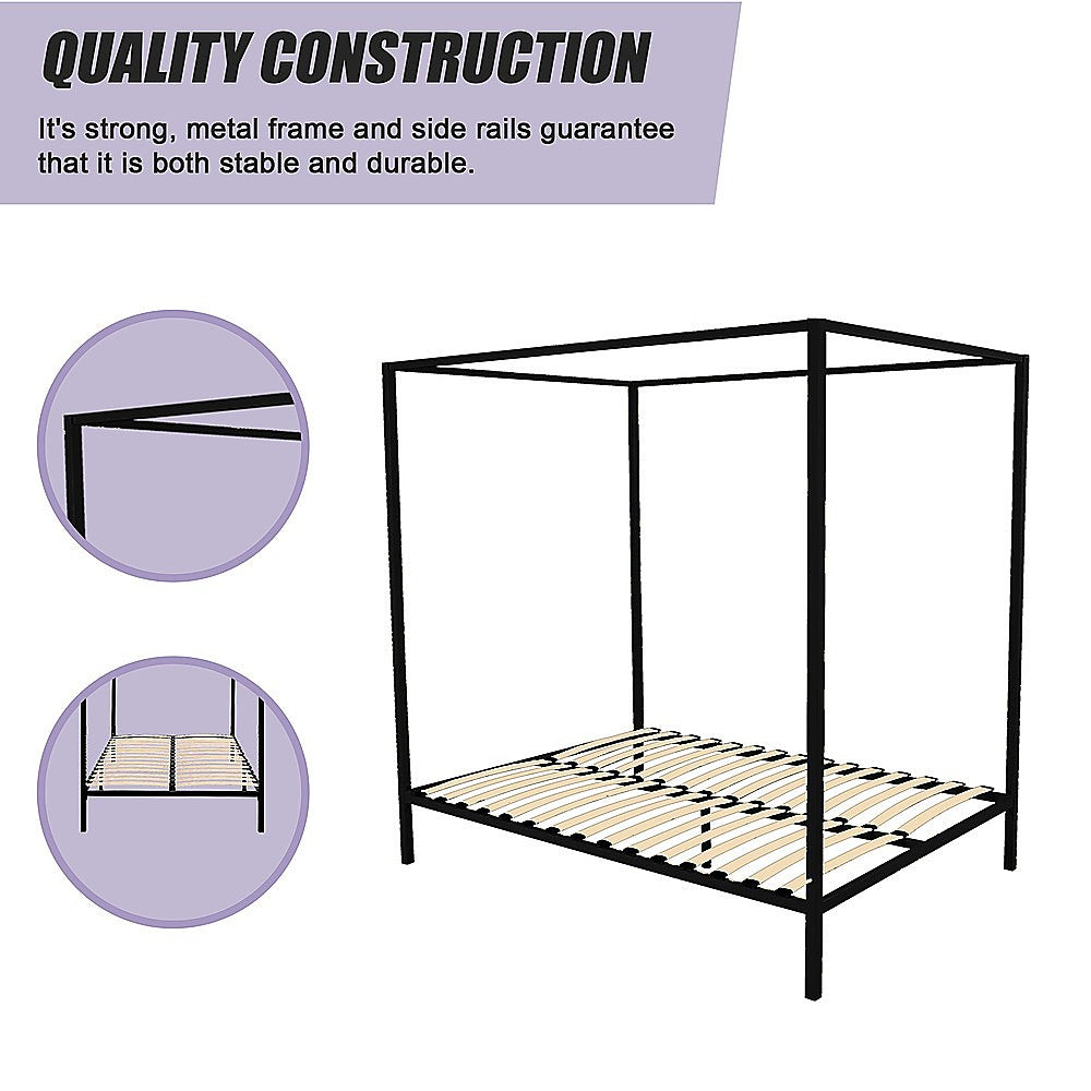 4 Four Poster Queen Bed Frame