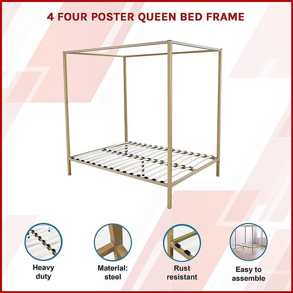 4 Four Poster Queen Bed Frame