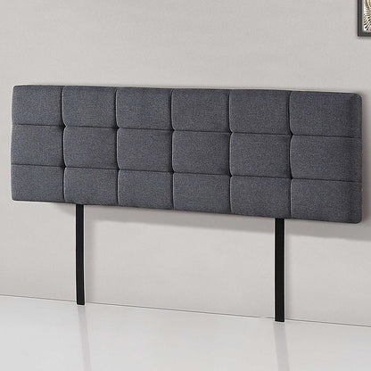 Linen Fabric King Bed Deluxe Headboard Bedhead - Grey