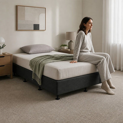 Palermo King Single Ensemble Bed Base Platinum Graphite Linen Fabric