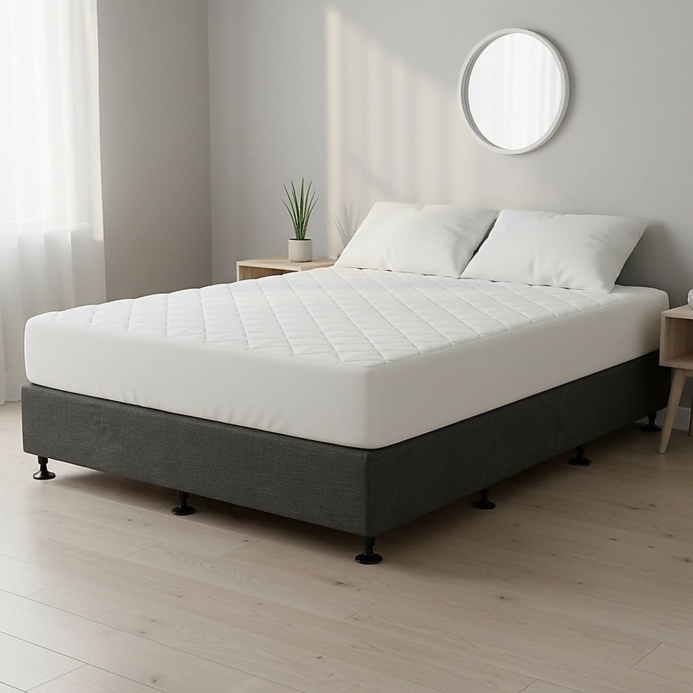 Palermo King Single Ensemble Bed Base Platinum Graphite Linen Fabric