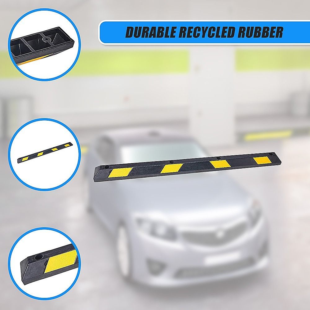 180cm Heavy Duty Rubber Curb Parking Guide Wheel Driveway Stopper Reflective Yellow