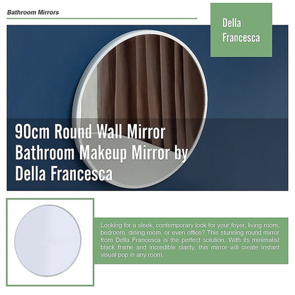 90cm Round Wall Mirror Bathroom Makeup Mirror by Della Francesca