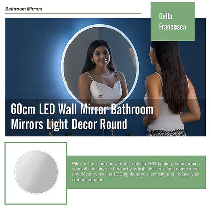 60cm LED Wall Mirror Bathroom Mirrors Light Decor Round