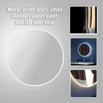 70cm LED Wall Mirror Bathroom Mirrors Light Decor Round