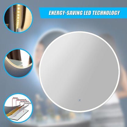 70cm LED Wall Mirror Bathroom Mirrors Light Decor Round