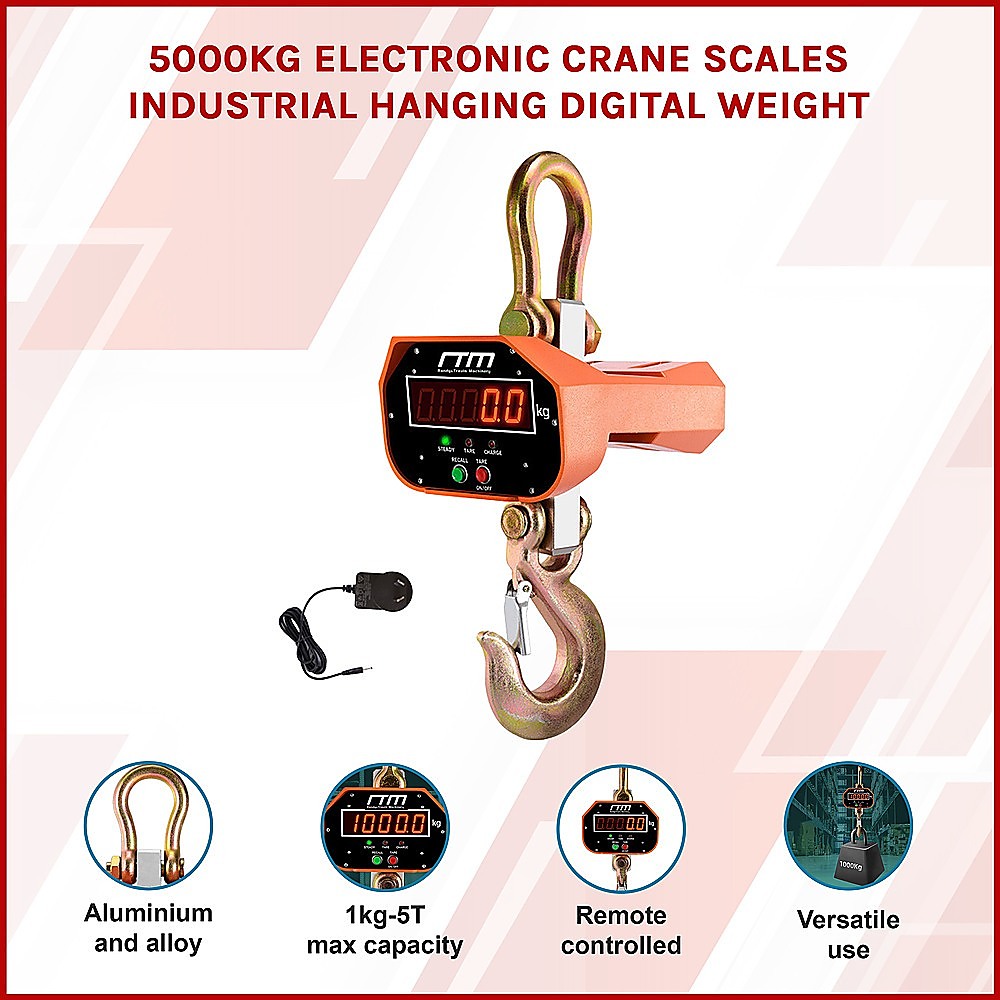 5000kg Electronic Crane Scales Industrial Hanging Digital Weight