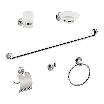Bathroom Accessories Set 6 Piece Pack Chrome Wall Mounted Easy Fittings