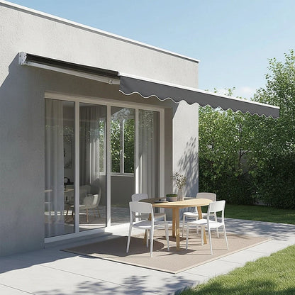 Outdoor Folding Arm Awning Retractable Sunshade Canopy Grey 3.0m x 2.5m