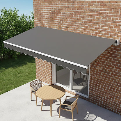 Outdoor Folding Arm Awning Retractable Sunshade Canopy Grey 4.0m x 2.5m
