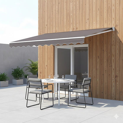 Outdoor Folding Arm Awning Retractable Sunshade Canopy Grey 4.0m x 2.5m