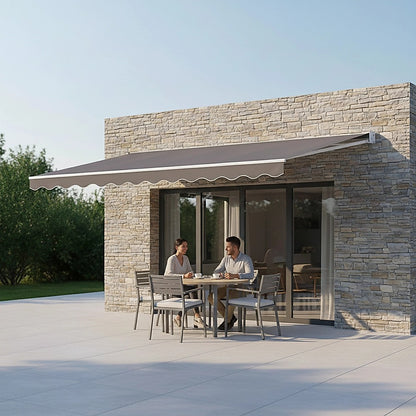 Outdoor Folding Arm Awning Retractable Sunshade Canopy Grey 5.0m x 2.5m