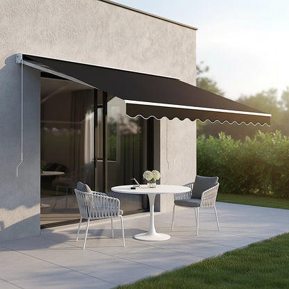 Outdoor Folding Arm Awning Retractable Sunshade Canopy Black 5.0m x 2.5m