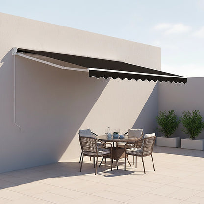 Outdoor Folding Arm Awning Retractable Sunshade Canopy Black 5.0m x 2.5m