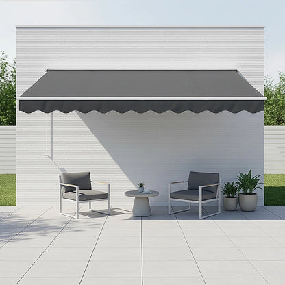Outdoor Folding Arm Awning Retractable Sunshade Canopy Grey 4.0m x 3.0m