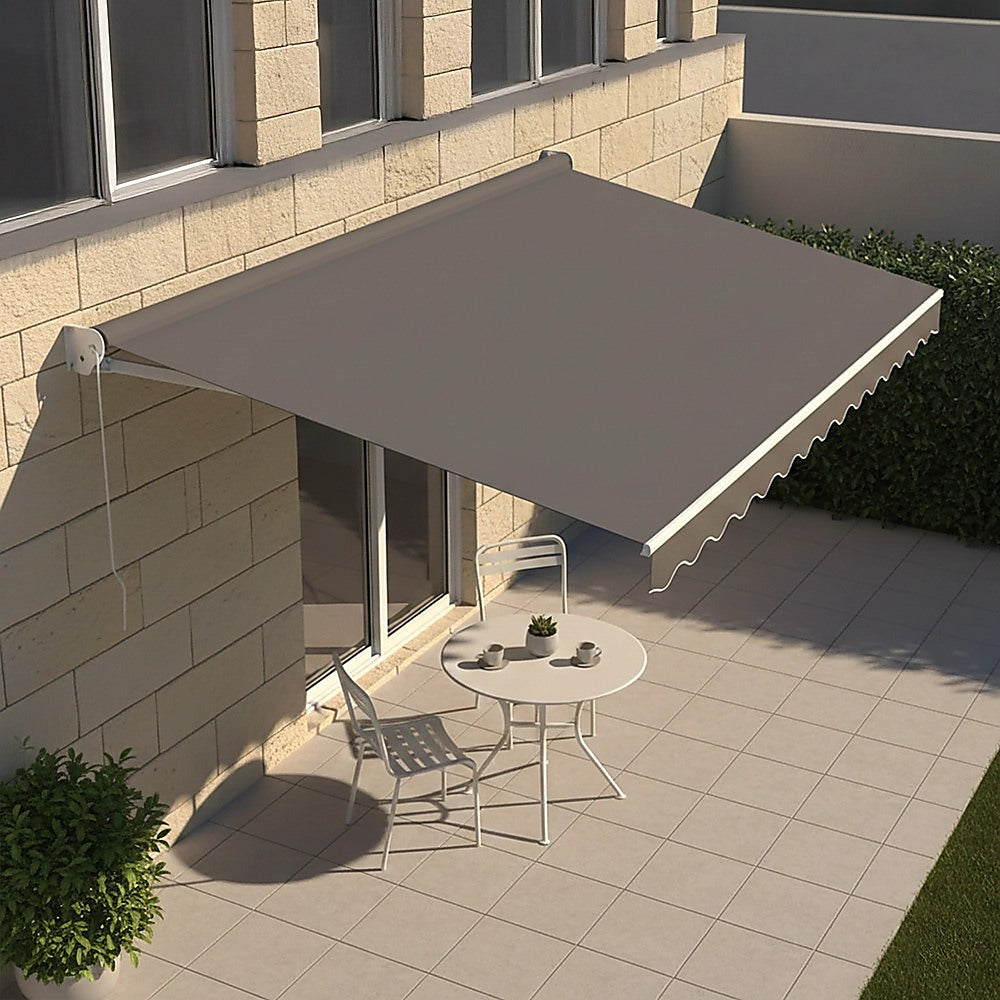 Outdoor Folding Arm Awning Retractable Sunshade Canopy Grey 4.0m x 3.0m