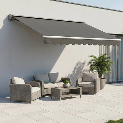 Motorised Outdoor Folding Arm Awning Retractable Sunshade Canopy Grey 3.0m x 2.5m