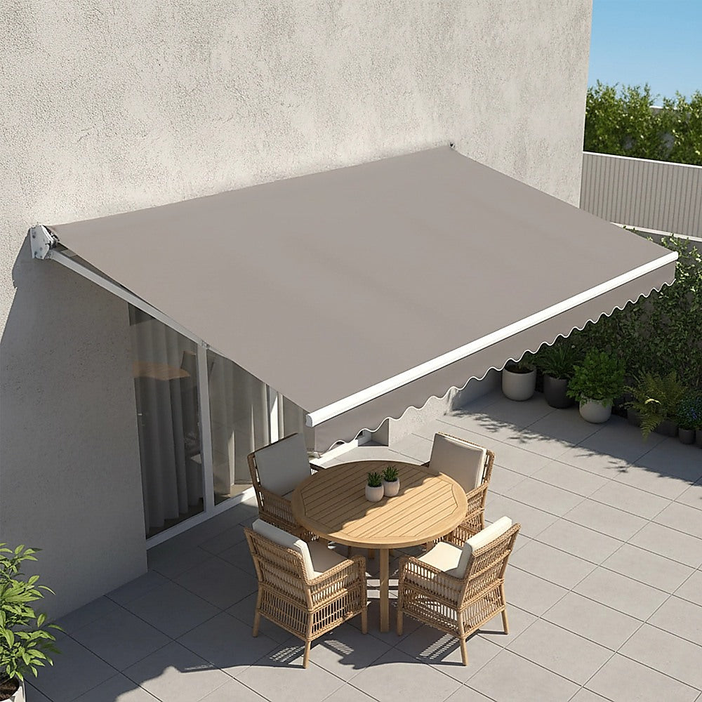 Motorised Outdoor Folding Arm Awning Retractable Sunshade Canopy Grey 4.0m x 2.5m