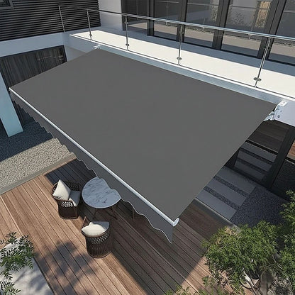 Motorised Outdoor Folding Arm Awning Retractable Sunshade Canopy Grey 5.0m x 2.5m