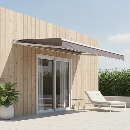 Motorised Outdoor Folding Arm Awning Retractable Sunshade Canopy Grey 5.0m x 3.0m