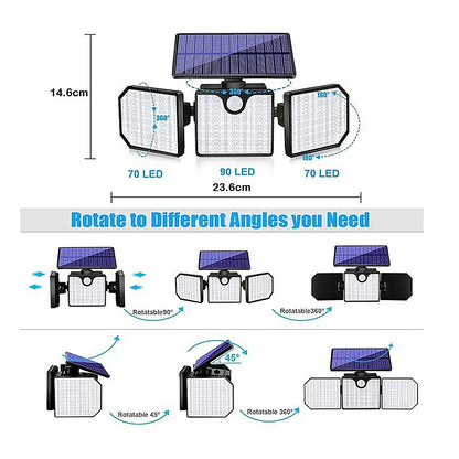 230 LED Solar Lights Outdoor 260LM Waterproof Motion Sensor Security Wall Lamp