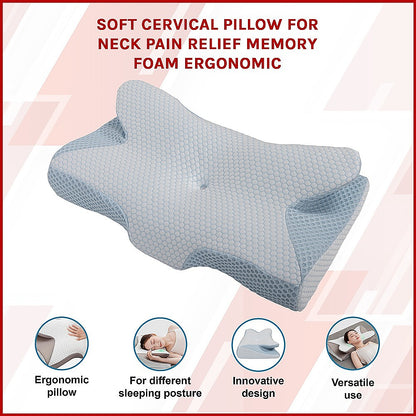 Soft Cervical Pillow for Neck Pain Relief Memory Foam Ergonomic