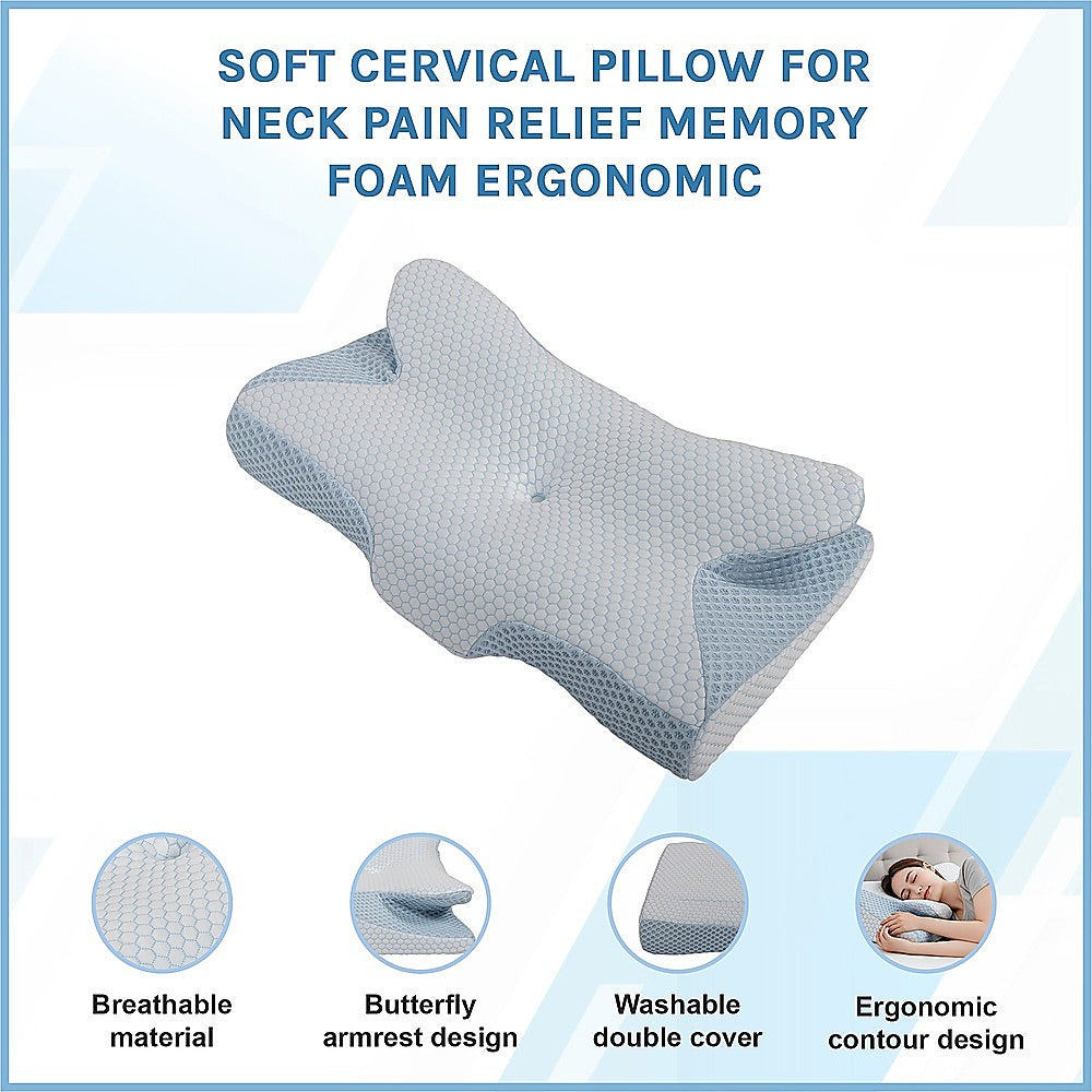 Soft Cervical Pillow for Neck Pain Relief Memory Foam Ergonomic