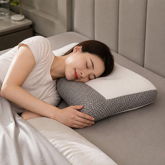 Ergonomic Contour Bed Pillow with Soybean Fibre Fill & Washable Cover