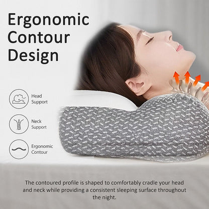 Ergonomic Contour Bed Pillow with Soybean Fibre Fill & Washable Cover