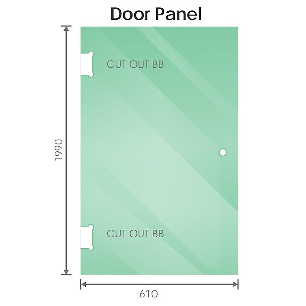 90x80cm Corner Frameless Shower Screen with Chrome Brackets and SS Hinges, Round Handle