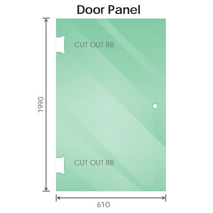 90x80cm Corner Frameless Shower Screen with Chrome Brackets and SS Hinges, Round Handle