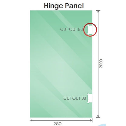 90x80cm Corner Frameless Shower Screen with Chrome Brackets and SS Hinges, Round Handle